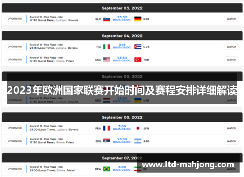 2023年欧洲国家联赛开始时间及赛程安排详细解读